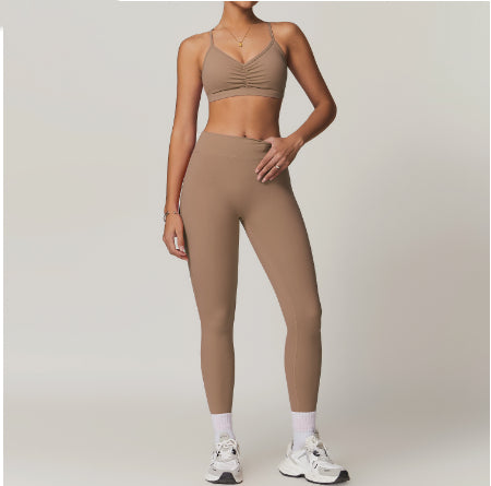 Beauty Back Yoga Clothes Suit Cargo Pocket Sports Suit High Waist Hip Lift Workout Clothes