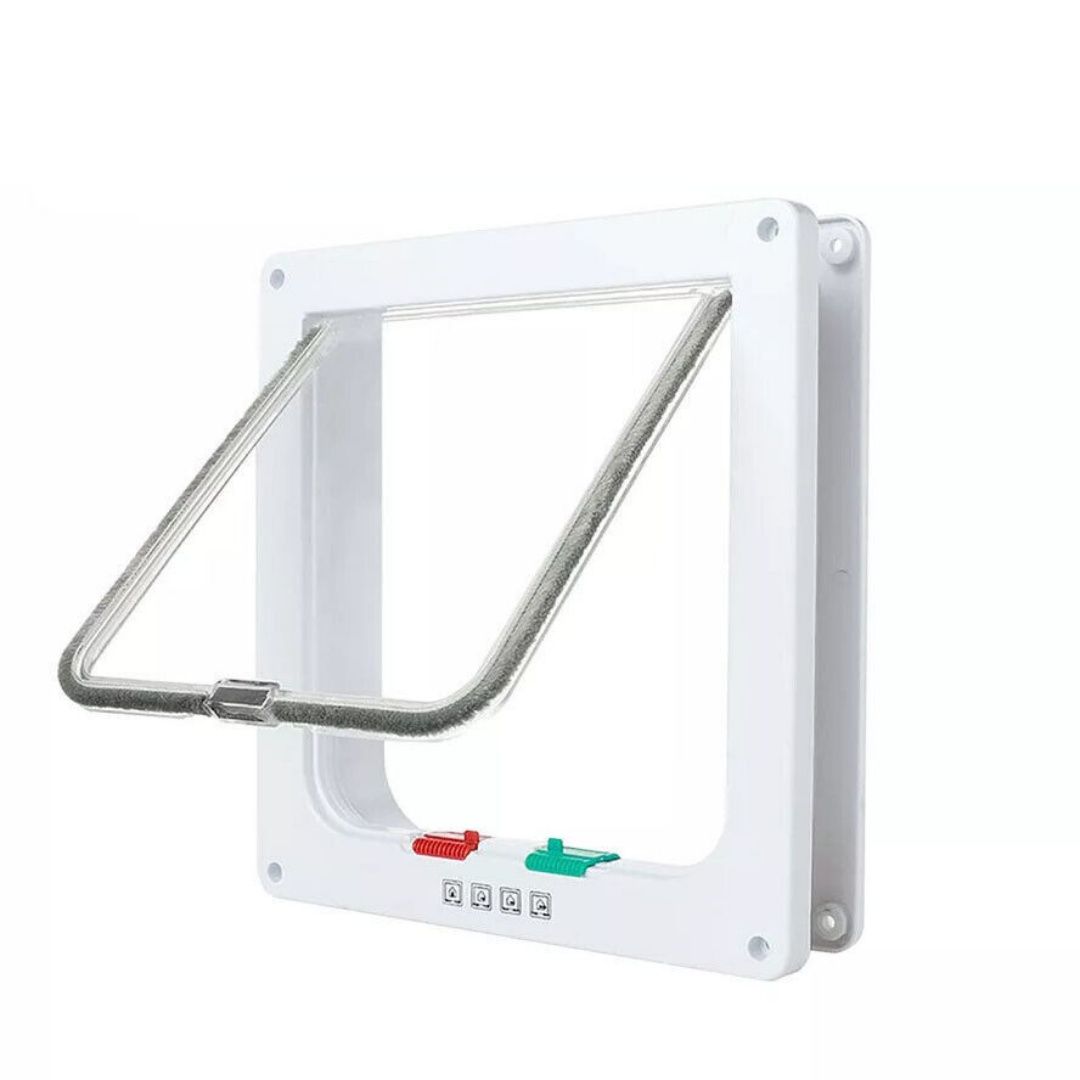 XL Pet Door 4 Way Locking Small Medium Large Dog Cat Flap Magnetic White Frame