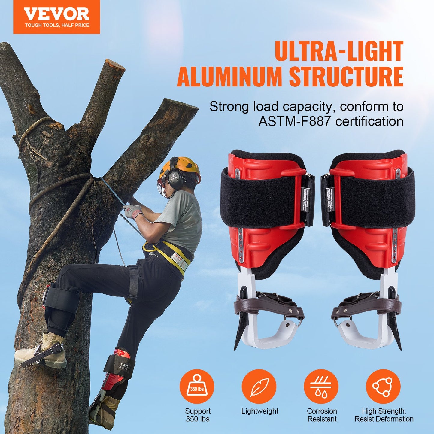 Tree Climbing Spikes Climbing Spurs Gear Aluminum Arborist Equipment Red