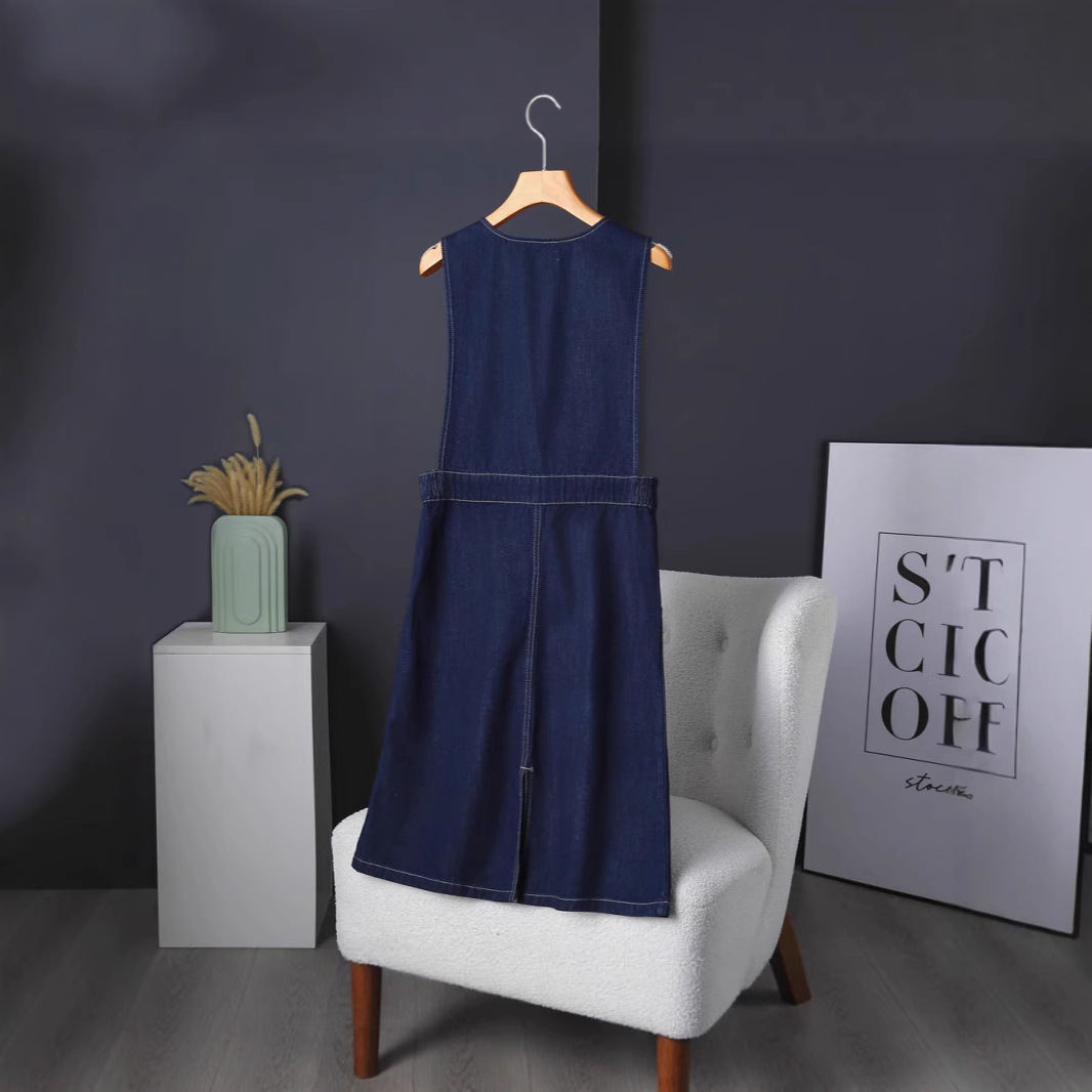 All-match Denim V-neck Vest Dress Japanese And Korean Style