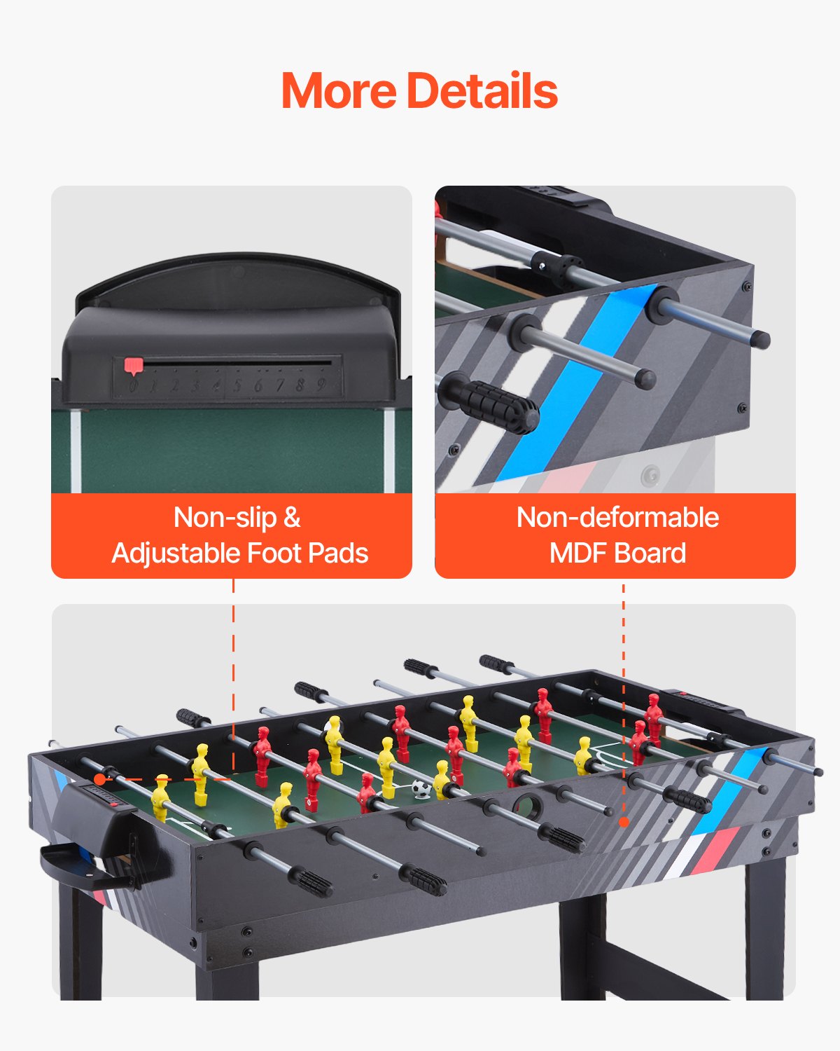4-in-1 Combo Game Table Set, 48" Air Hockey Table, Multi Combination Table With Air Hockey, Pool Billiard, Foosball, Ping Pong, Pushers & Pucks, Sports Arcade Table For Family Game Room Office