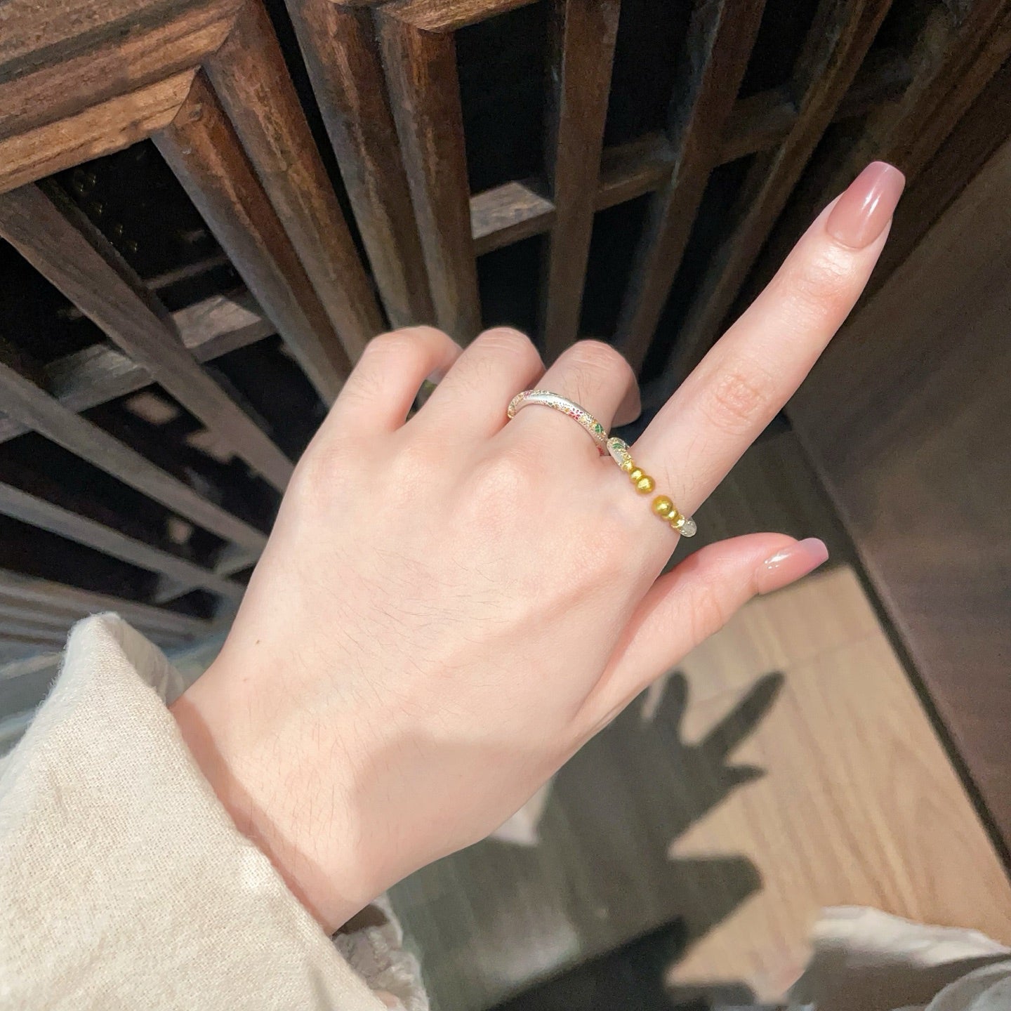1pcs 999.9 Sterling Silver Gold-Plated Enamel Lucky Charm Ring, Minimalist Elegant Style, Ideal For Birthdays & Holiday Gifts