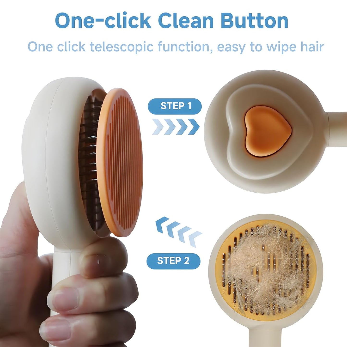 Pet Beauty Hair Removal Comb Cat Brush - One Click Release Care Cat Comb Dog Hair Removal Brush