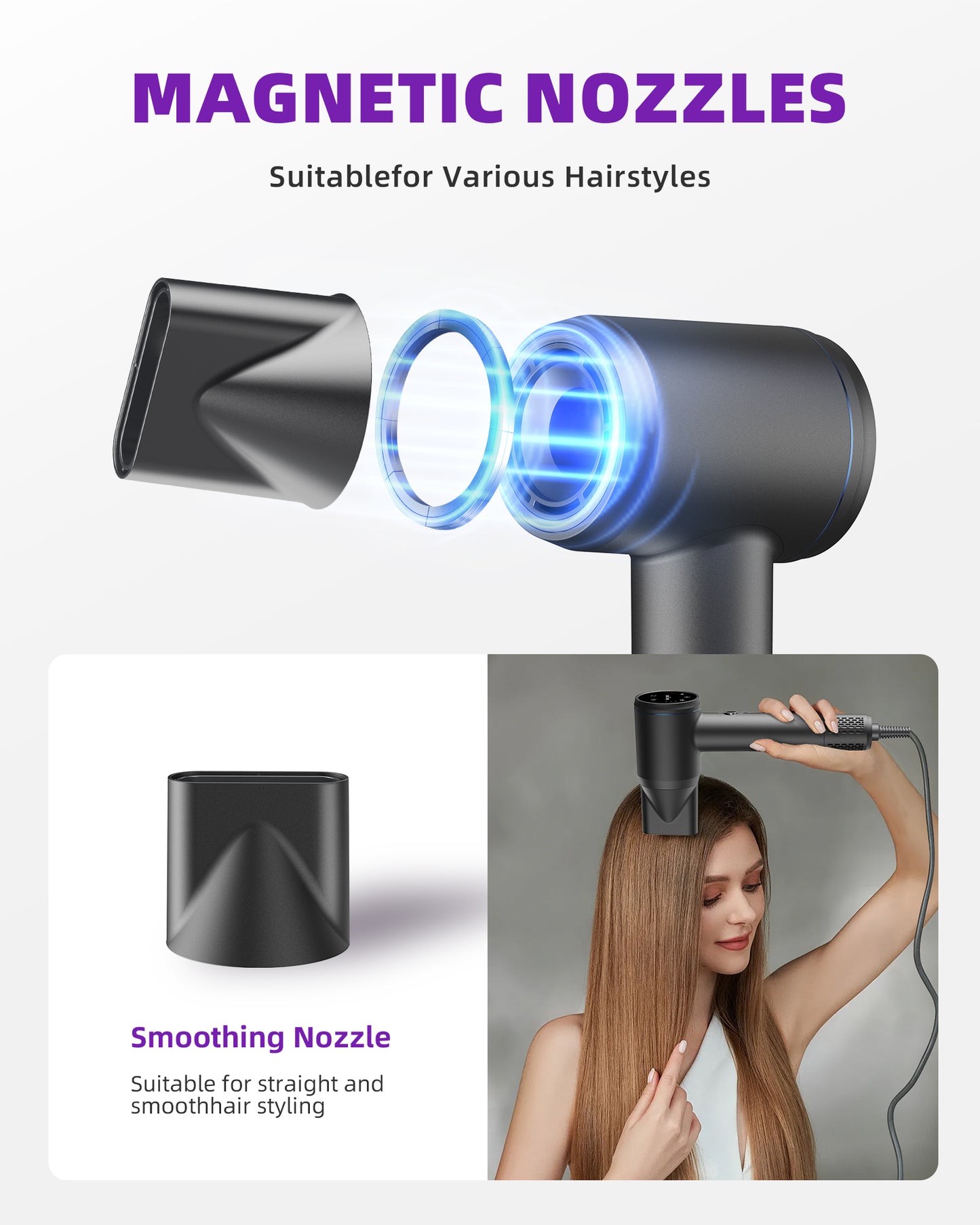 Hair Dryer, Professional Ionic Hair Dryer For Fast Drying, Low Noise And Quiet, Lightweight, 600 Mmillion Negative Lonic High-Speed Hair Blow Dryer Without Hair Damage For Women, Men, Travel, Salon