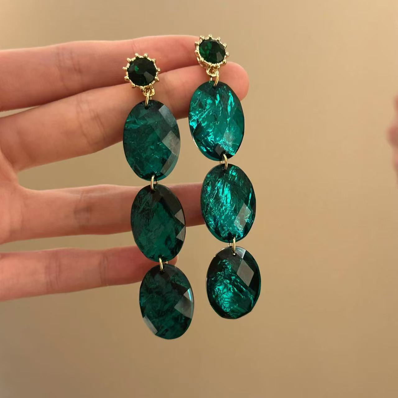 Minimal French Vintage Circular Flat Resin Tassel Ear Rings, S925 Silver Pin High-End Light Luxury Stylish Daily Commute Fashion Earrings