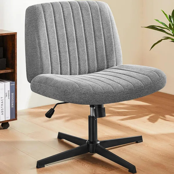Cross Legged Office Living Room Rocking Gaming Chair Armless Wide Desk Adjustable Swivel Fabric Task Vanity Home Office
