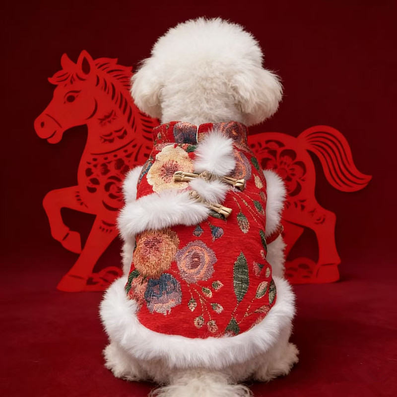 Traditional Chinese-style Vintage-print Pet New Year Outfit