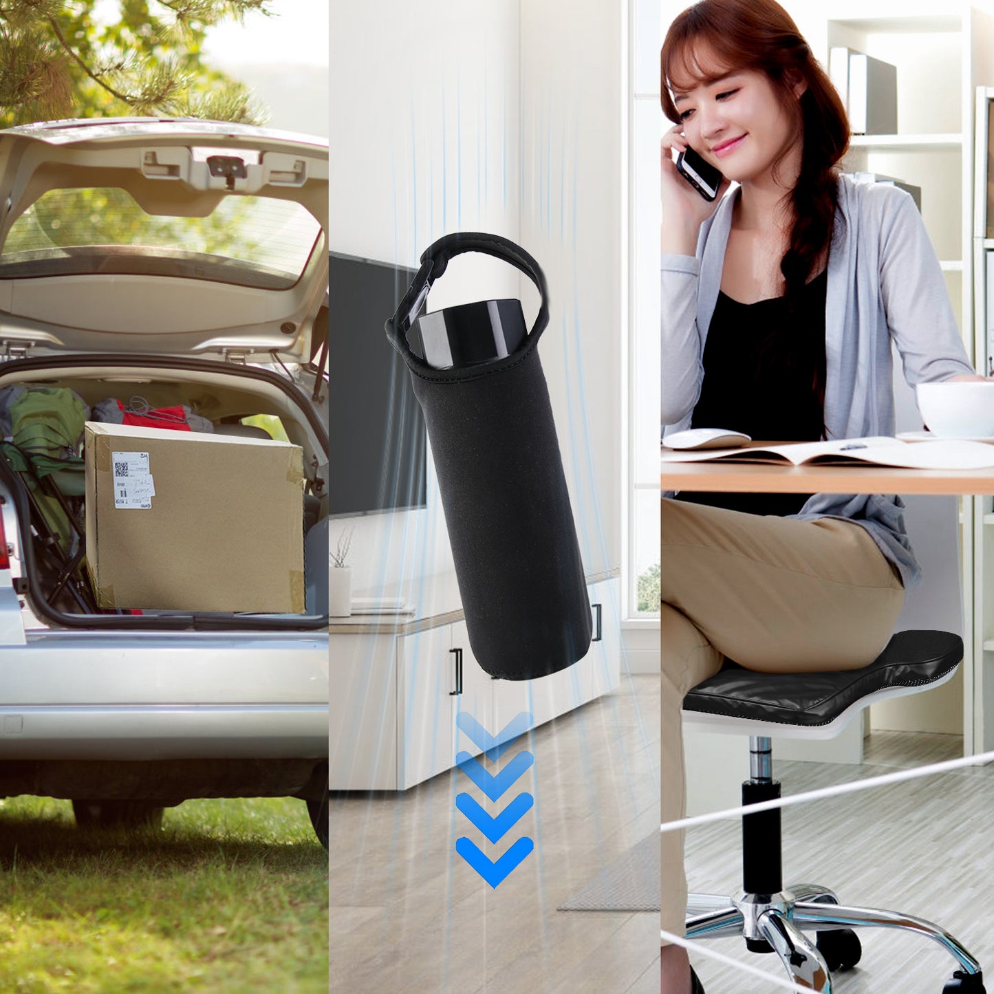 Summer Water Cooling System Seat Cushion With Fans 3 Speeds 78 Fehrenheit Constant Temperature USB Plug Portable Auto On-Off Ventilated Seat Cushion For Home Office Car