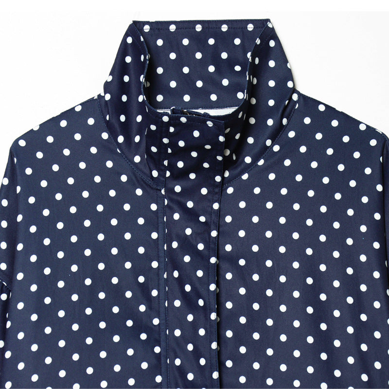 Womens Fashion Turtleneck Polka-dot Puff-sleeve Cropped Jacket