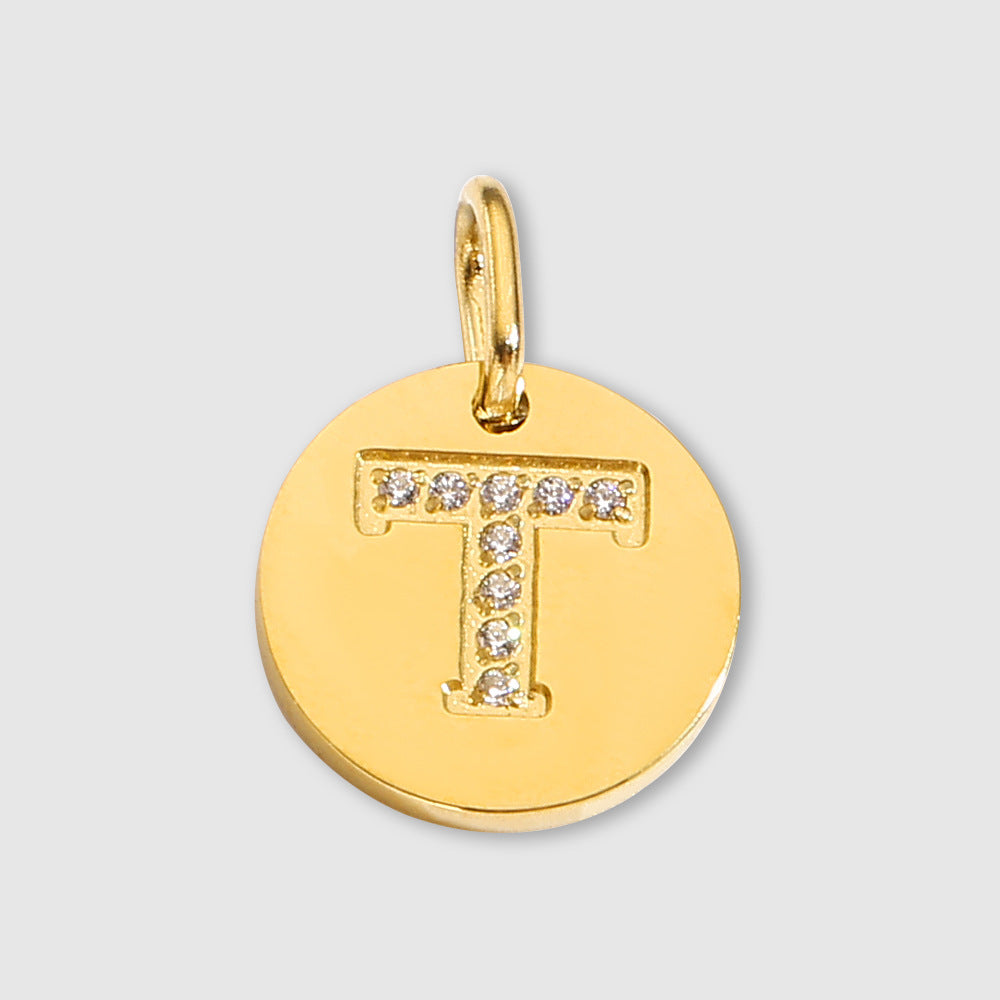 Diamond-Encrusted Jewelry Accessories Stainless Steel Letter Pendant