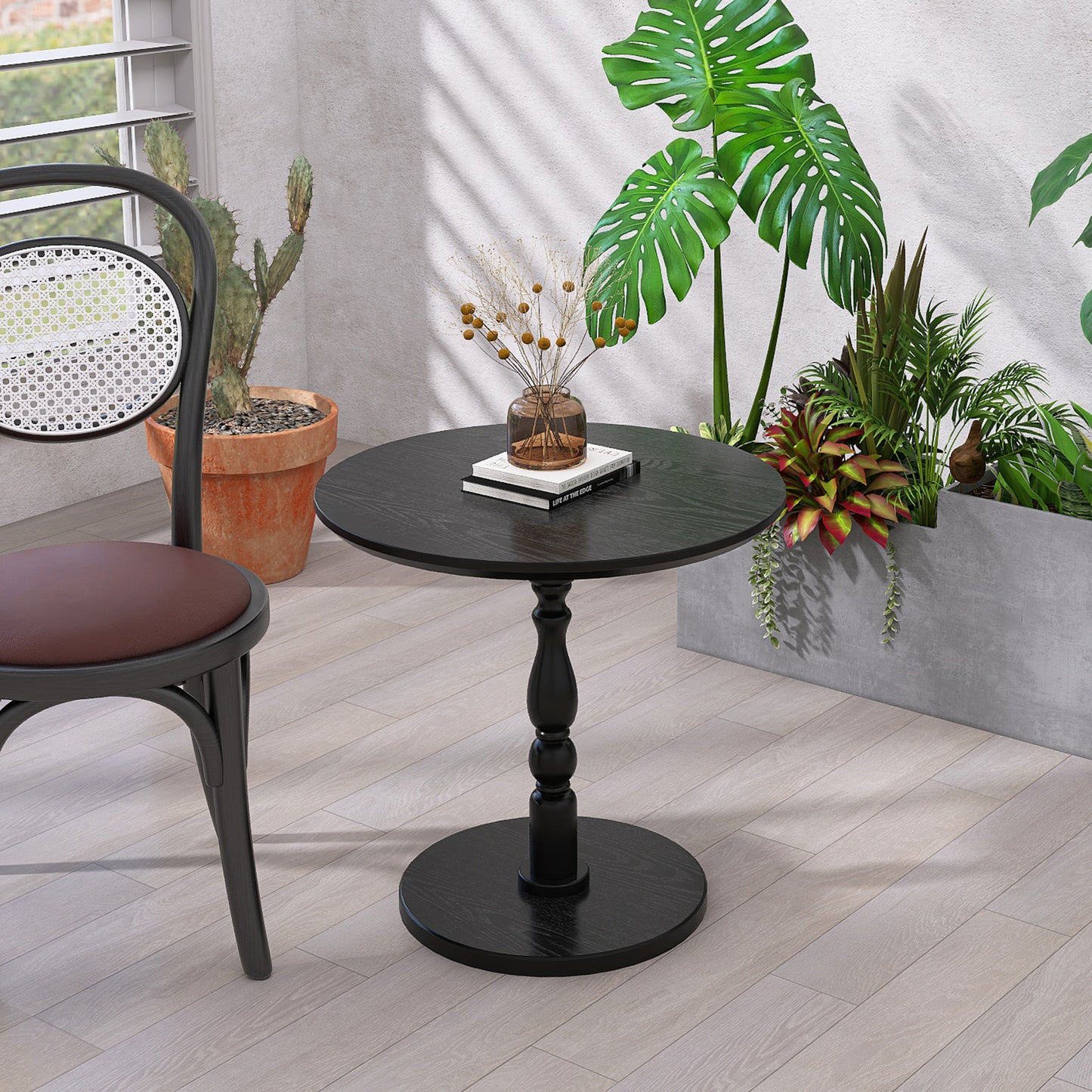 23  Black Accent Round Table, Round Side Table, Small Table For Small Spaces, Modern Accent Nightstand With Solid Wood Leg For Living Room, Bedroom, Corners, And Office  Black