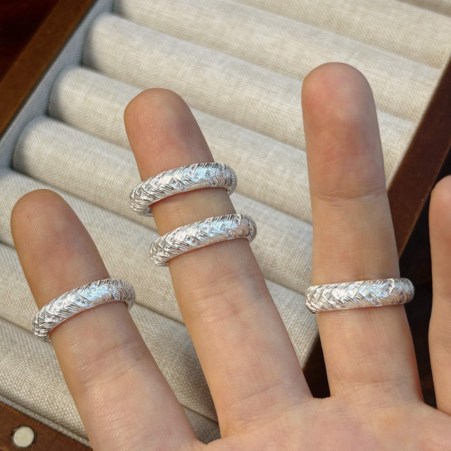 1pc 999 Sterling Silver Woven Pattern Open Ring, Retro & Textured Style, Perfect For Daily, Dating & Gifting, Ideal Valentine's Gift
