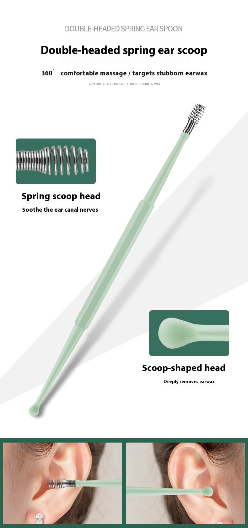 Ear Picking Tools Double-headed Silicone Ear Pick Spiral Massage Ear Pick