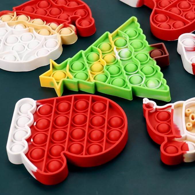 6 Pcs Christmas Fidget Set, Push Bubble Sensory Toys For Adults And Kids, Fun Holiday Party Favors, Gifts And Stocking Stuffers