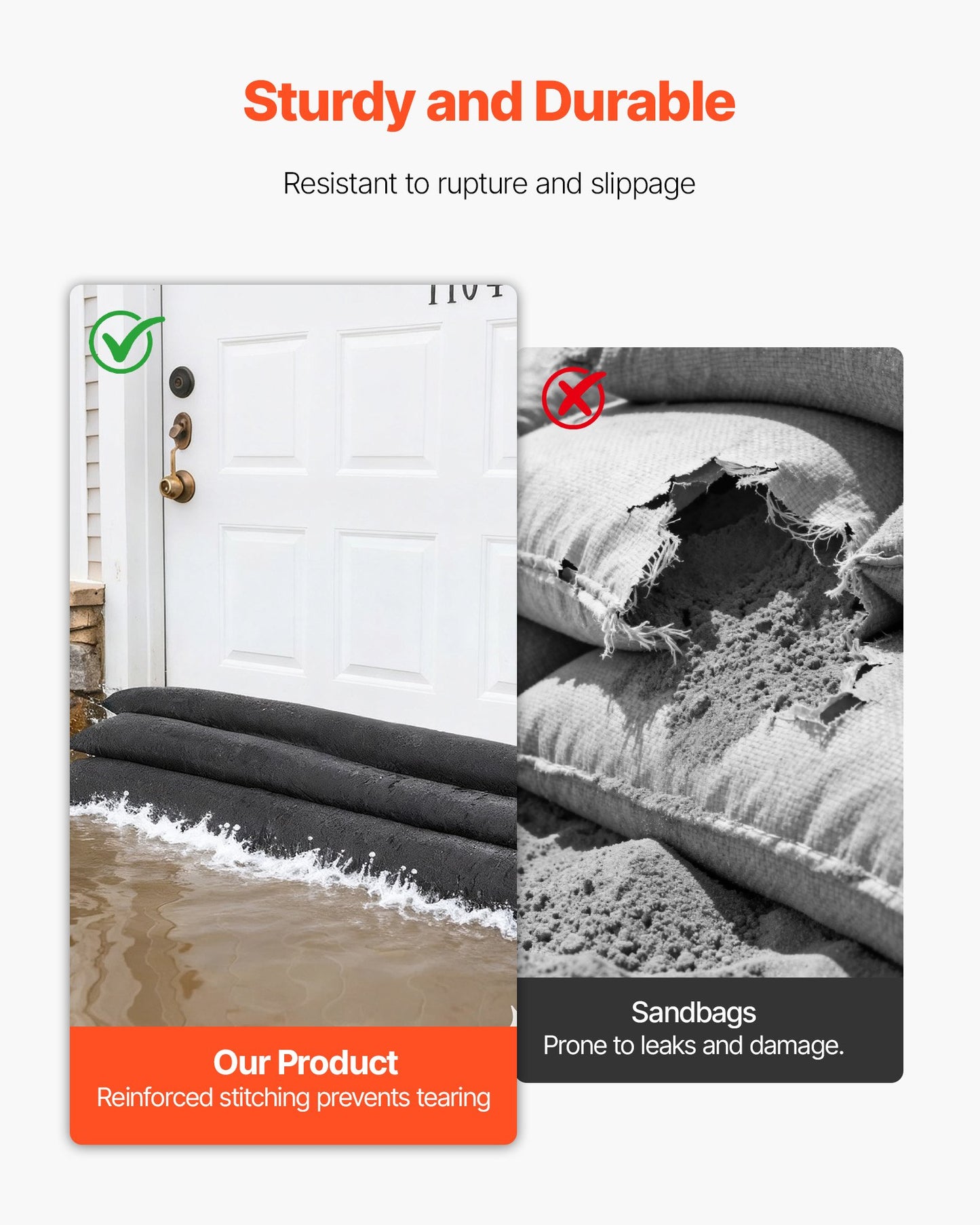 Flood Barrier, 4 Pack, 1530 X 210 Mm Flood Bags Activated By Water, Water Absorbent Barrier, Sandless Sandbags Blockage, Flooding Prevention Bags For Home, Doorway, Basement, Garage