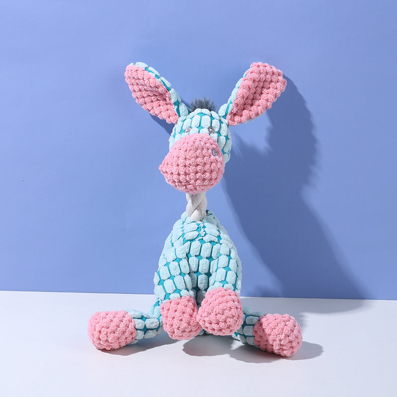 Funny Donkey Plush Dog Toy Squeaky Sound Interactive Chew Molar Pet Toy