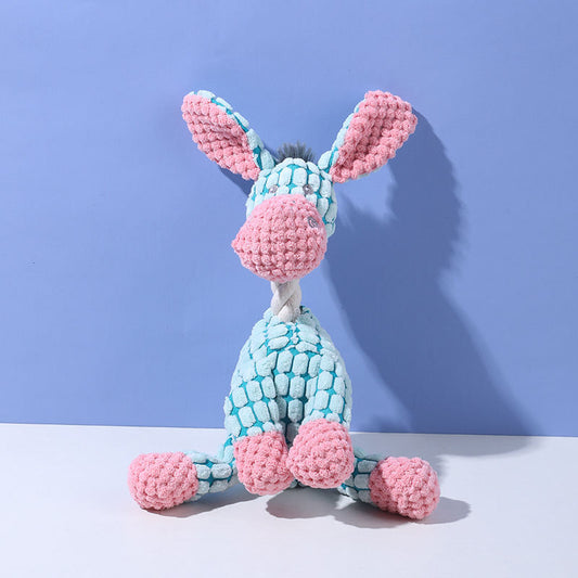 Funny Donkey Plush Dog Toy Squeaky Sound Interactive Chew Molar Pet Toy