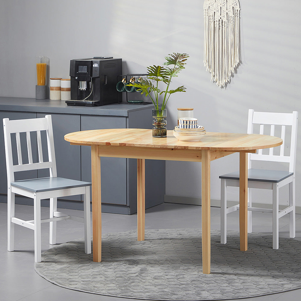 PineWood Kitchen Table, Drop Leaf Tables For Small Spaces Non-slip Foot Pads For Kitchen Dining Room