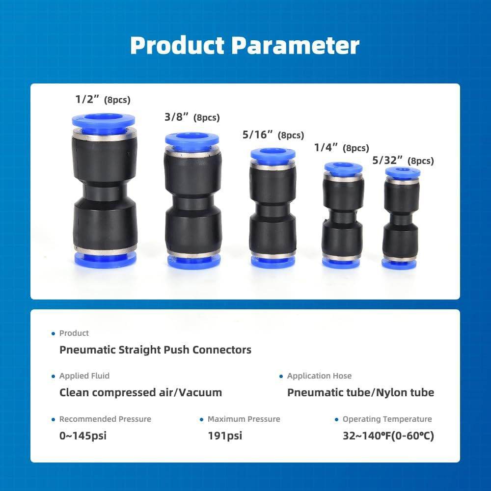 40-piece Straight-through Quick Pneumatic Connector Accessories Assembly
