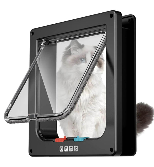Cat Door For Interior Wall Or Door, Pet Door With Flap For Cats And Small Dogs, Easy DIY Installation On Wood Doors, Glass Doors, Drywall, And Storage Boxes, Reversible Transparent Flap, Indoor Use