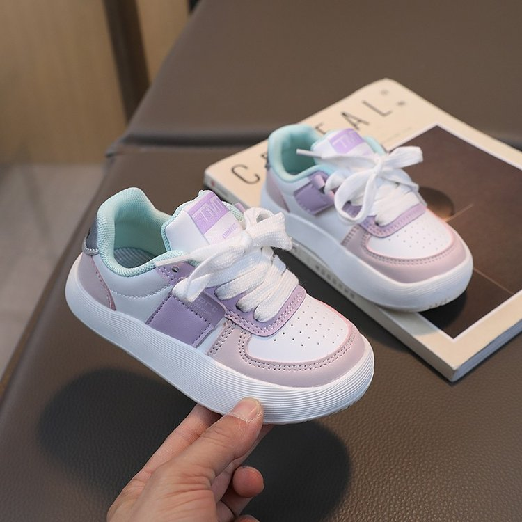 2026 Spring Korean Classic White Sneakers Magic Tape Kids Casual Board Shoes Breathable Non-slip Children Shoes Boys Girls