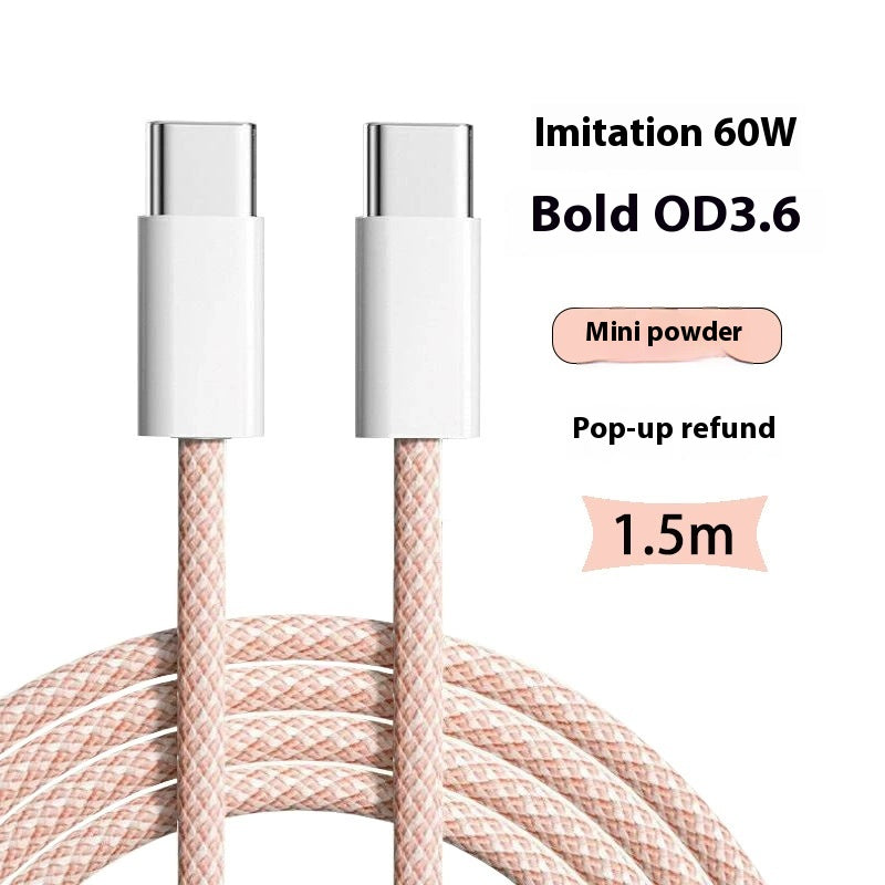 60W Double C Mobile Phone Braided Pd Charging Cable