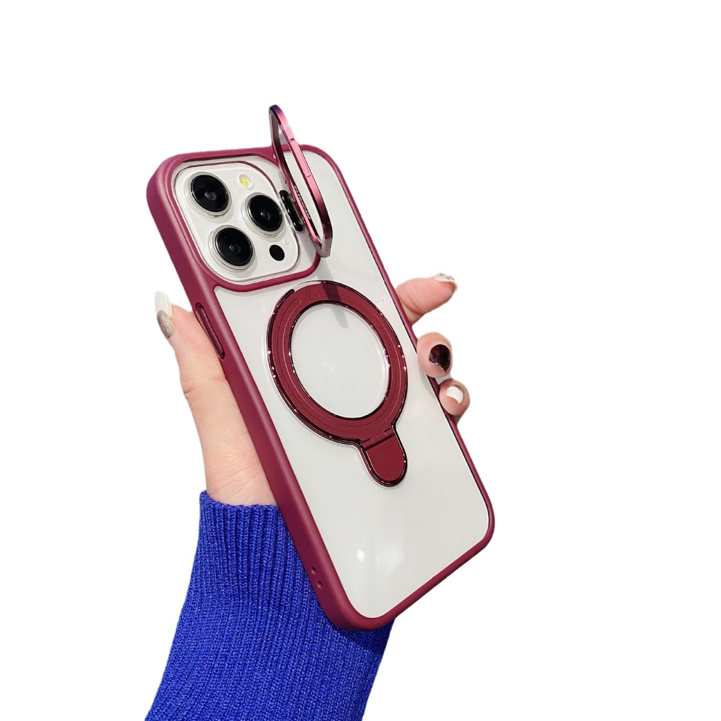 Simple Magnetic Charging Double Bracket Phone Case