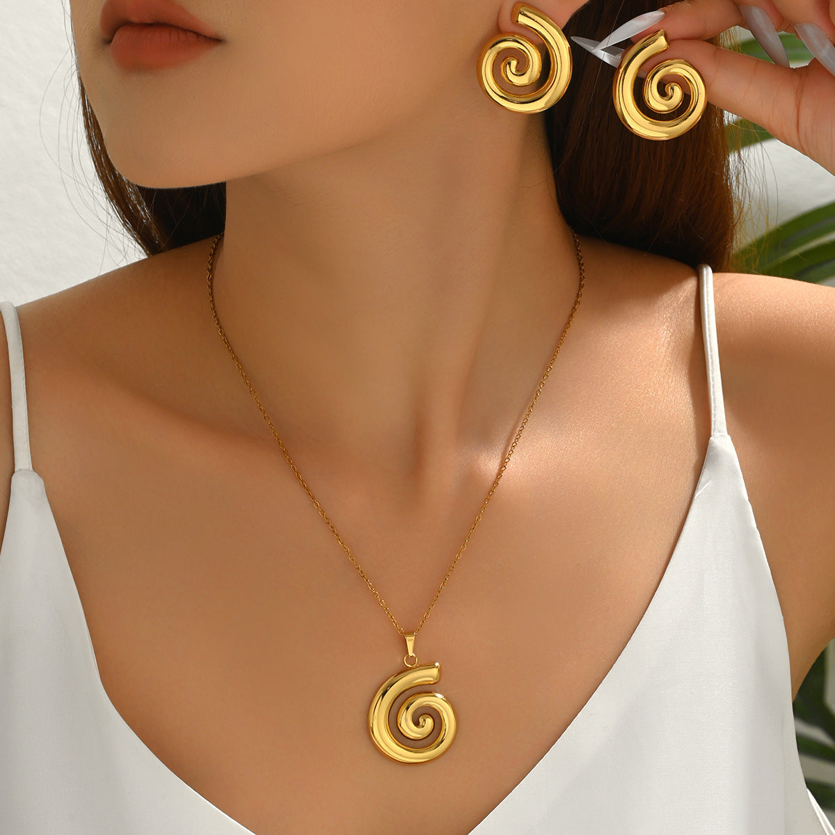European American Cross-border Women Jewelry Set, Multi-element Long Pendant Necklace & Versatile Luxury Drop Earrings, Niche Daily Fashion Accessories For Ladies