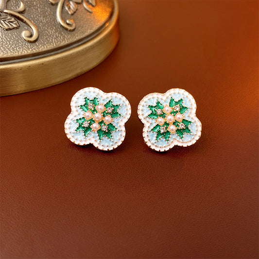 French Vintage Style Earrings For Women Silver Needle Studs Elegant Premium