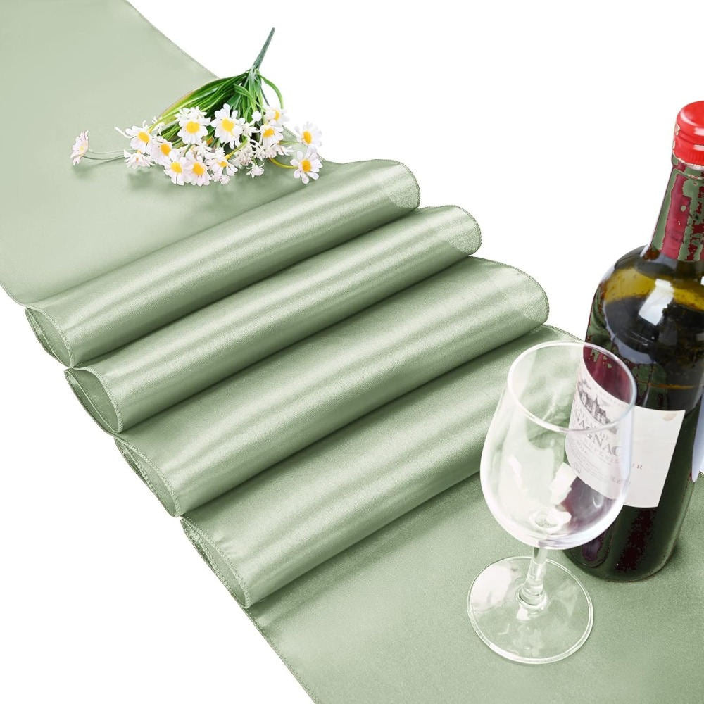 Party Decorations & Accessories – 12-Pack Table Runners, 30 X 275 Cm, Solid Sage Green, Polyester Rectangles For Weddings, Christmas, Birthday Parties, Banquets, Graduation Parties, Engagements