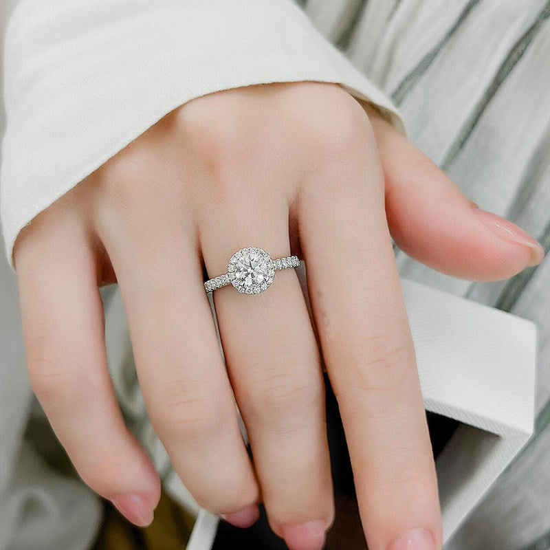 1 Piece  Sterling Silver Cushion Halo Moissanite Ring, Elegant Solitaire Style, For Engagement & Valentine's Gifts