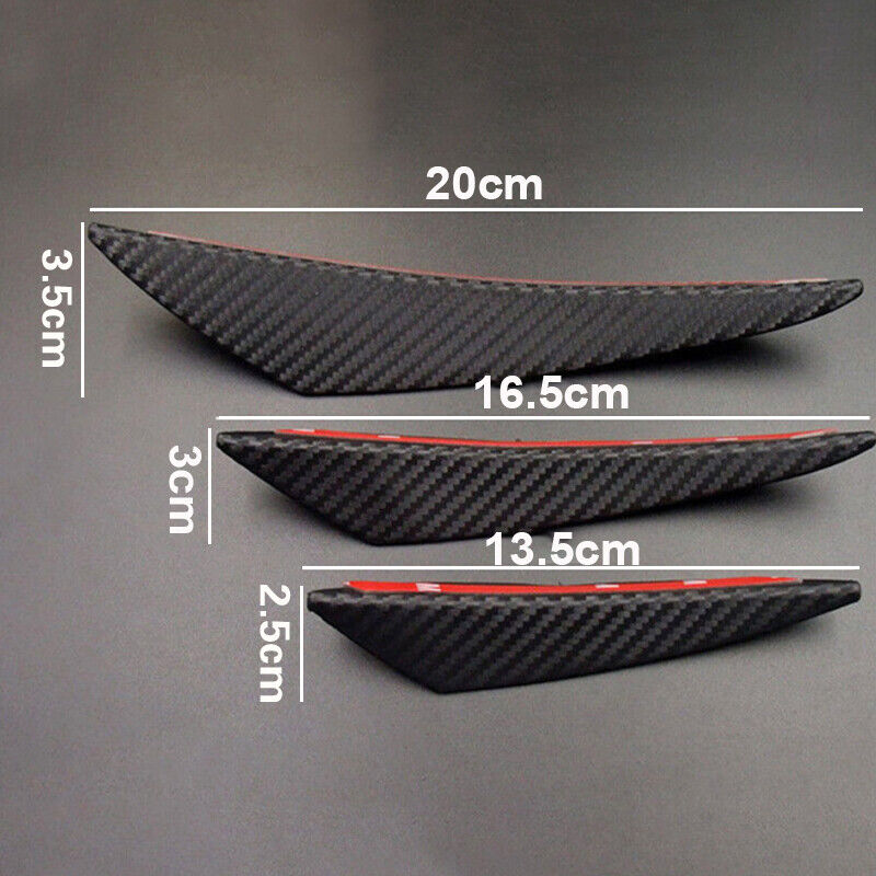 6Pcs Universal Carbon Fiber Car Front Bumper Canards Fins Spoiler Body Splitter