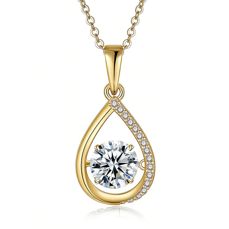 S925 Sterling Silver 1ct D Color VVS1 Moissanite Teardrop Necklace 45cm Platinum Gold Plated GRA Certified Gift Box