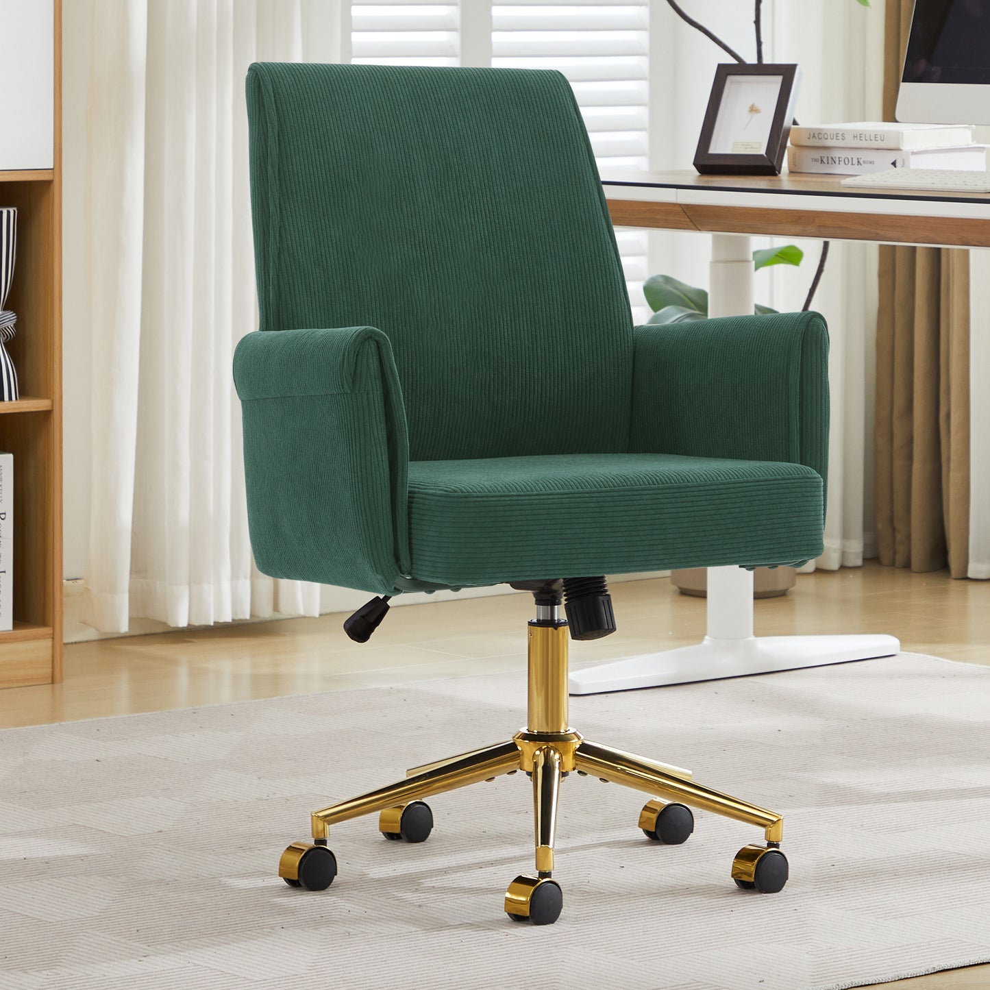 Mid-back Liftable Office Chair, Striped Fabric, And Ergonomically Designed, Is An Excellent Choice For Working, Studying Or Relaxing. The Mid-back Design Provides A Better Sitting Experience.Green