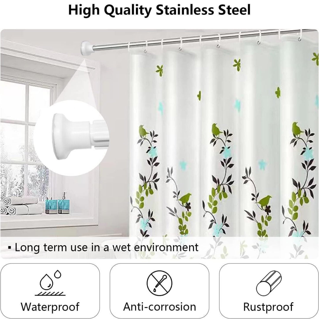 Heavy Duty Extendable Telescopic Shower Curtain Pole Rail Rod Bath Door Window-110