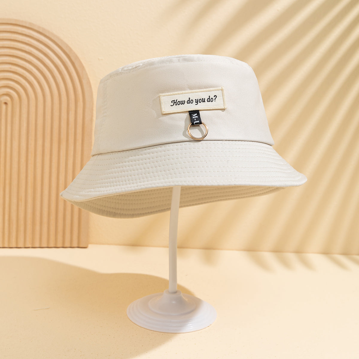 Simple Solid-color Double-sided Fisherman Hat With  Lettering, Unique Metal Ring Bucket Hat Suitable For Summer Outdoor Wear Versatile Casual Hat