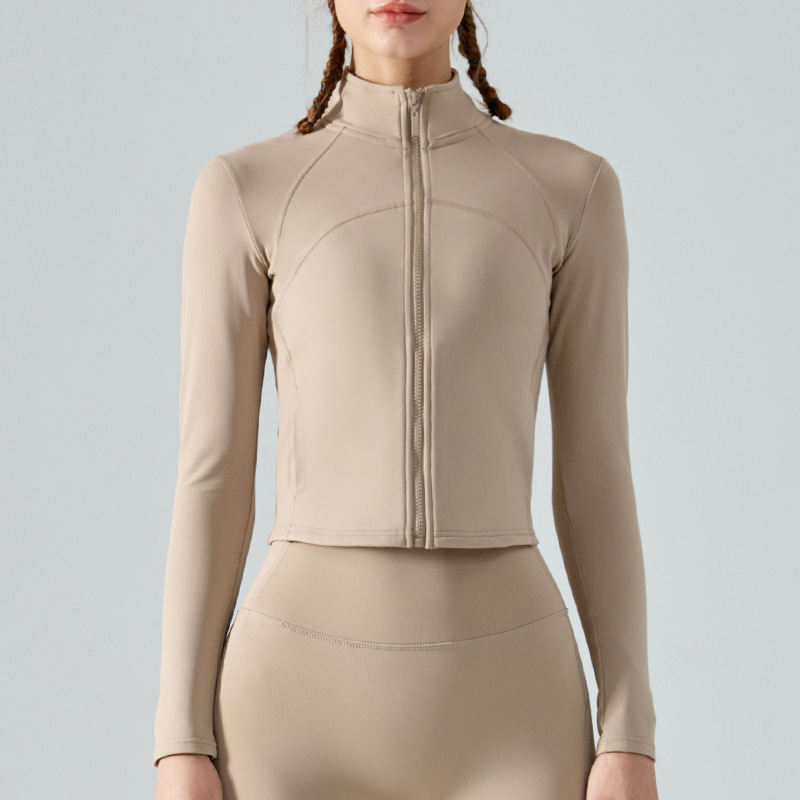 Women's Fashionable Warm Fleece-lined Yoga Clothes Coat Sports Zipper Top