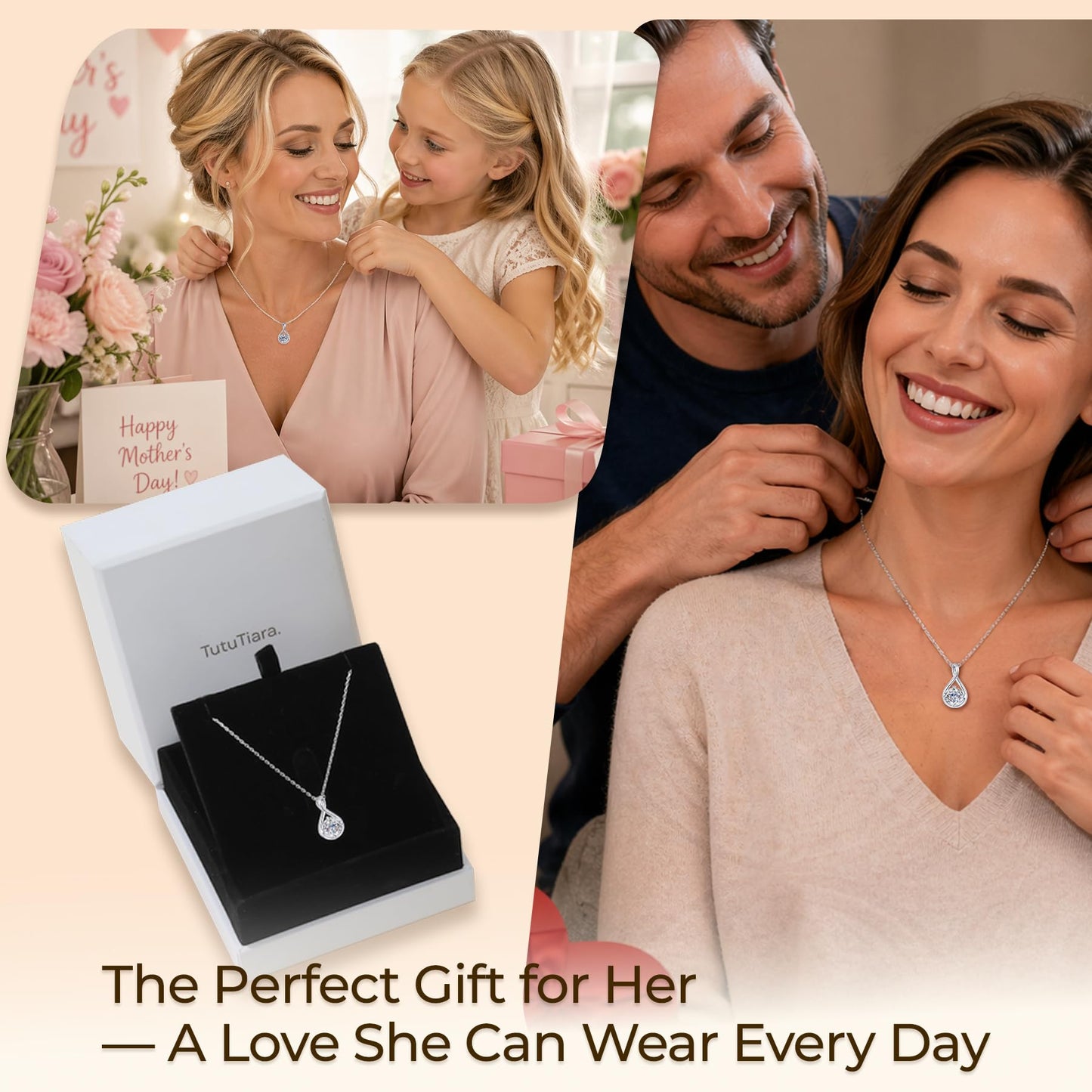 1CT Moissanite Infinity Necklace For Women, S925 Sterling Silver Gift For Her Women Wife Girlfriend, D Color VVS1 Love Pendant Necklace For Anniversary Birthday Valentine Christmas Wedding Mother Day