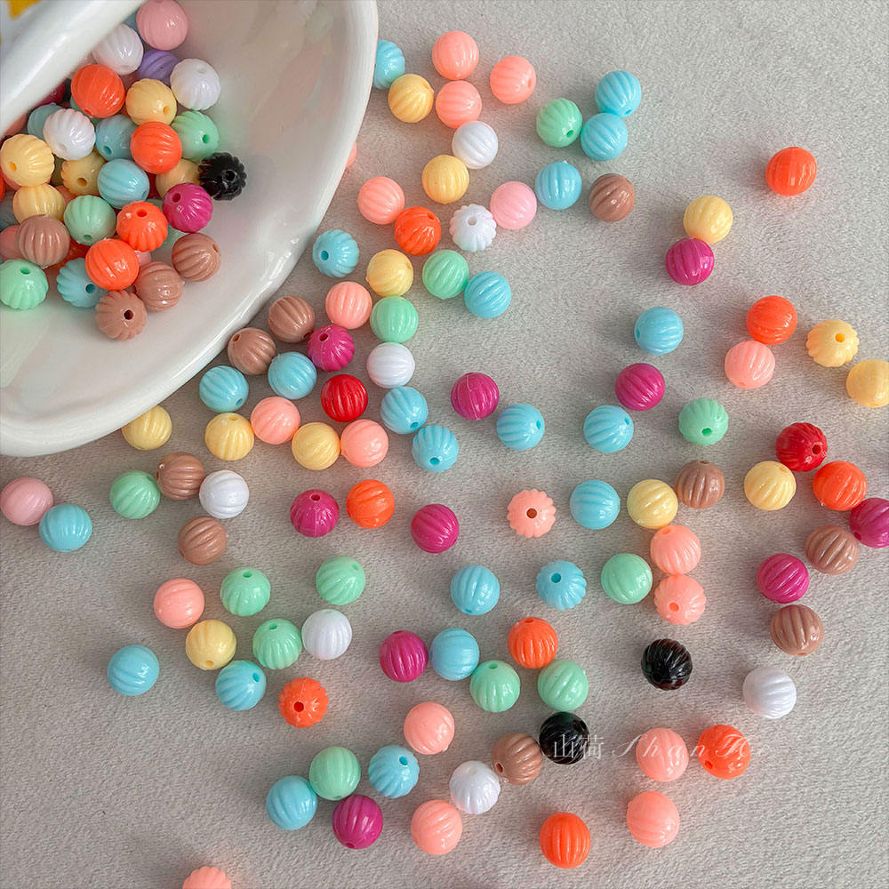 10mm Pumpkin Acrylic Beads, Solid Color PS Plastic Round Charms With Straight Hole For DIY Jewelry Making, Bracelets, Necklaces & Kids Crafts, Mixed Pastel Colors