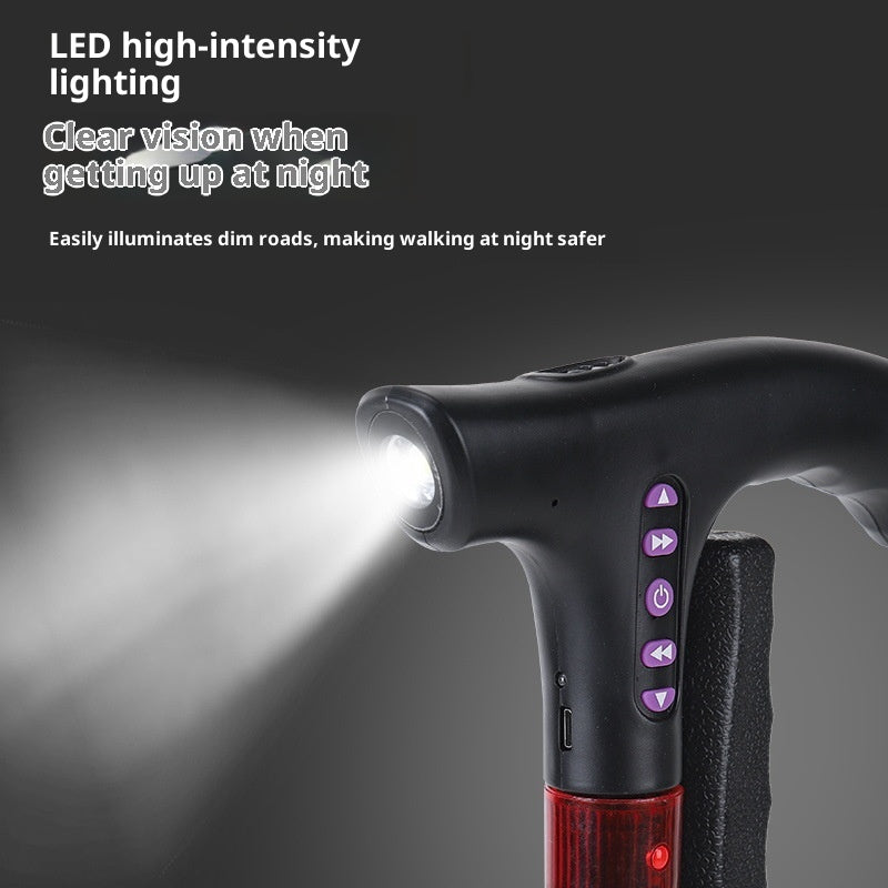 Multifunctional Smart Radio Anti-skid Telescopic Walking Stick For The Elderly