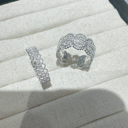 1pc 999 Sterling Silver Vintage Wide Hollow Carved Open Ring, Elegant Palace Style, Perfect For Daily, Dating & Gifting, Ideal Valentine's Gift