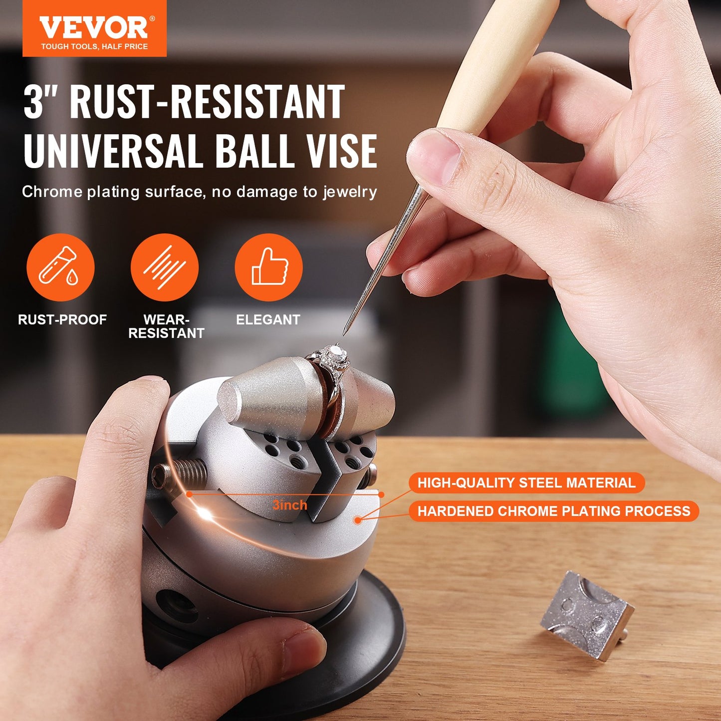 Ball Vise, 3" Engraving Setting Tool, 360° Rotation Engraving Block Vise, 70 PCS Attachment Jewelry Engraving Block Tools Standard Block For Gemstone Inlay And Small-Scale Engraving