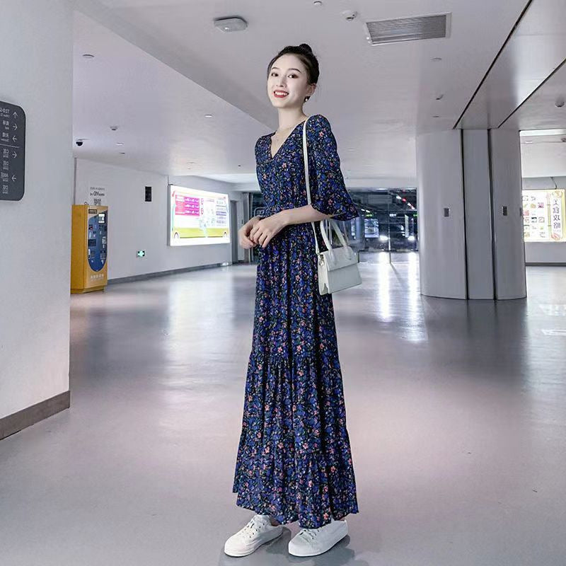 Summer New Korean-style Floral Print Dress For Women