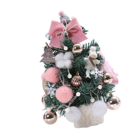 Small Xmas Tree With Adjustable Lights PVC Lightweight Desktop Xmas Tree For Home Decoration 35cm Roseate