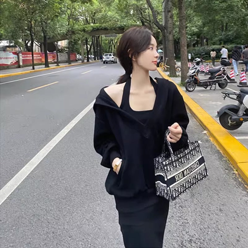 New Korean-style Loose Hoodie Sweatshirt Plus Size Set