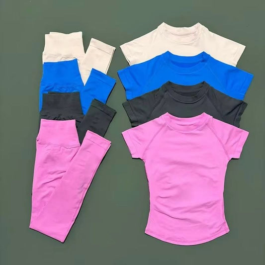 High-waisted Slim-fit Sportswear Seamless Quick-drying Top And Pants Fitness Workout Set