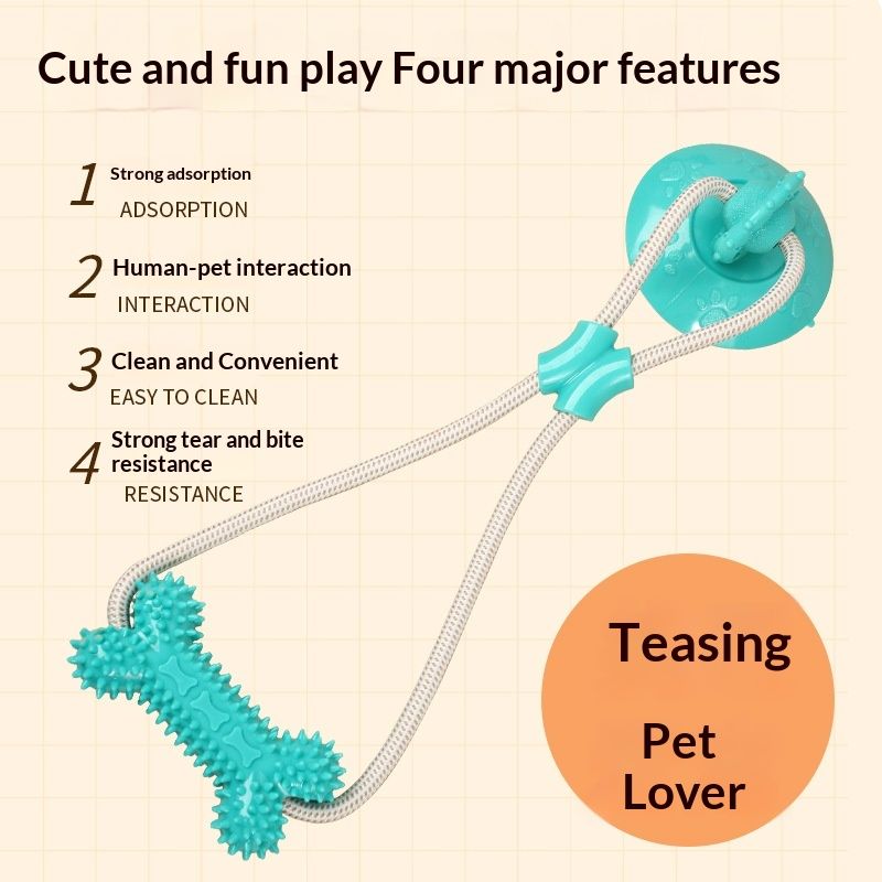 Suction-cup Pull-rope Teething Toy For Interactive Pet Play