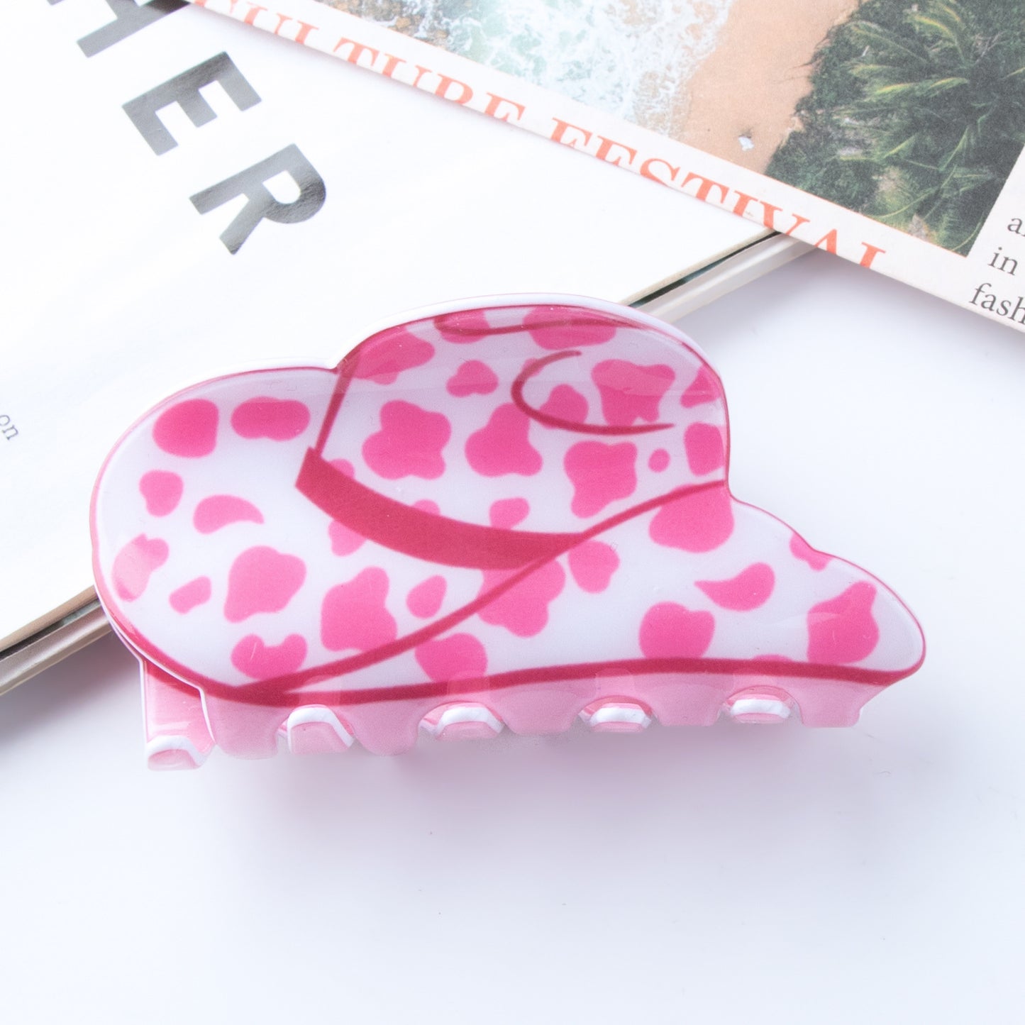 Cute Heart-shaped Sunflower And Cow-patterned Hat-style Hair Clip