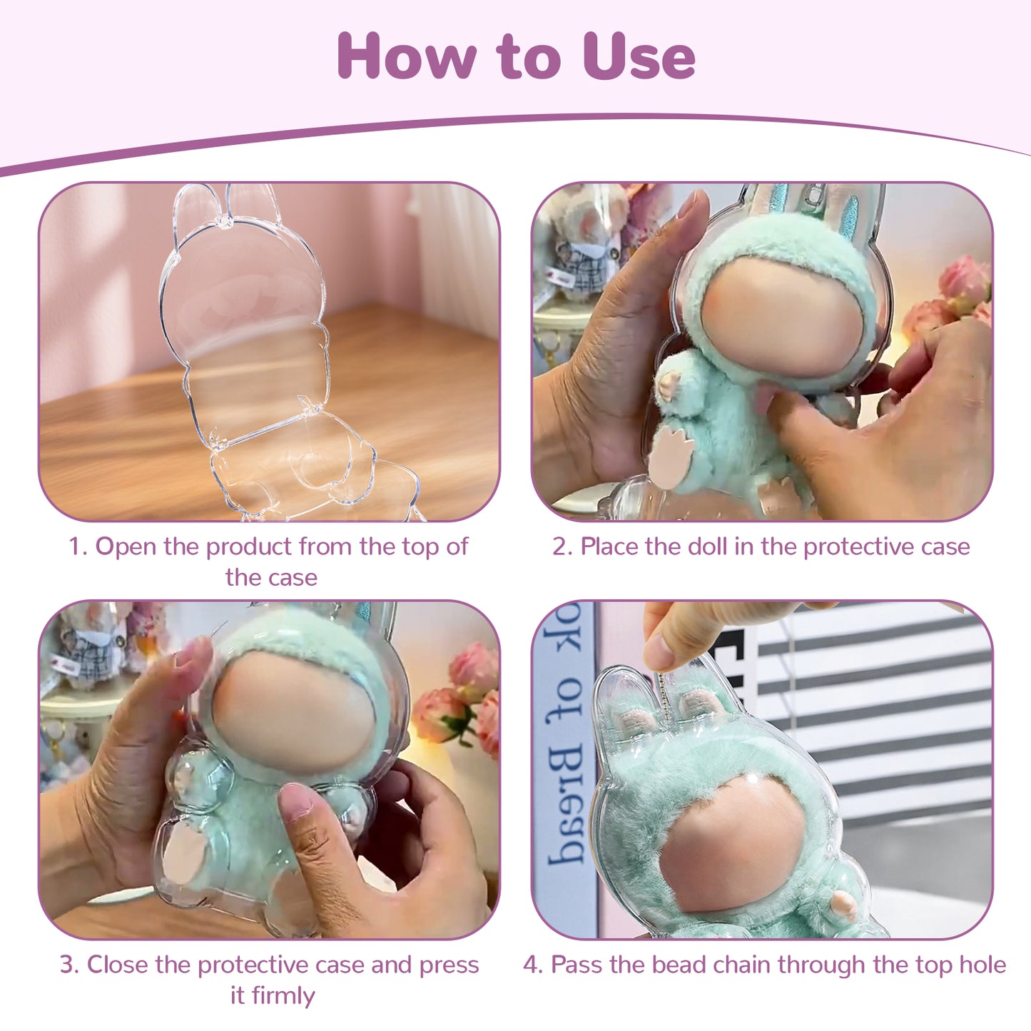 Tocirelo Protective Case Cover Compatible With LABUBU Have A Seat, Clear Plastic Display Case With Keychain, Portable Acrylic Dustproof Accessories Protector Holder For Collectors  Doll Not Included