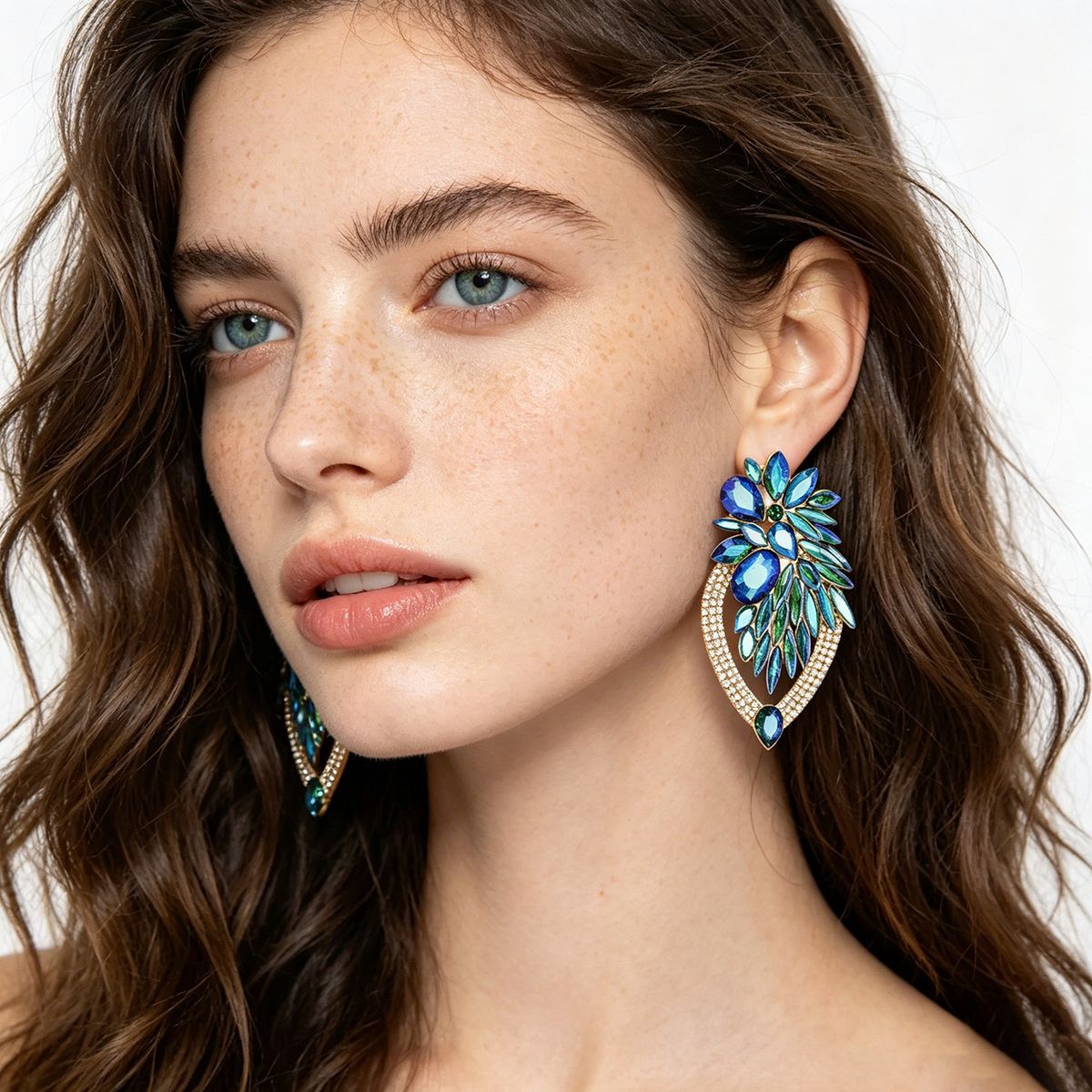 Elegant Long Crystal Dangle Earrings - High-End Fashion Drop Earrings, Perfect For Dinner Stage Photoshoot Aesthetic Outfits